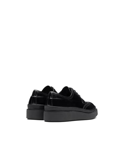 prada derby schnürschuhe aus gebürstetem kalbsleder und nylon